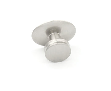 Satin Nickel Knob with Backplate 1 Inch Diameter - Metropolis Collection