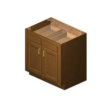 33 Inch Base Cabinets - Warmwood Shaker - 33 Inch W x 24 Inch D x 34.5 Inch H