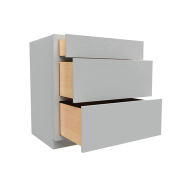 Luxor Misty Grey - 3 Drawer Base Cabinet | 30"W x 34.5"H x 24"D