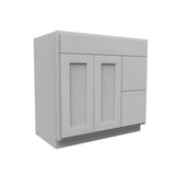 Luxor Misty Grey - 36"W x 34.5"H x 21"D | Vanity Base Cabinet, Right-Side Drawers