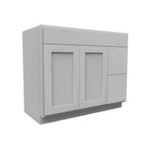 Luxor Misty Grey - 42"W x 34.5"H x 21"D | Vanity Base Cabinet, Right-Side Drawers