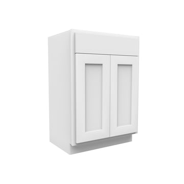42 Inch Wide 2 Drawer Sink Base Vanity Cabinet - Luxor White Shaker - Ready To Assemble, 42