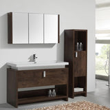 Liyan Elegant Modern Freestanding Bathroom Linen Side Cabinet With Doors & Open Shelves Storage