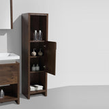 Liyan Elegant Modern Freestanding Bathroom Linen Side Cabinet With Doors & Open Shelves Storage