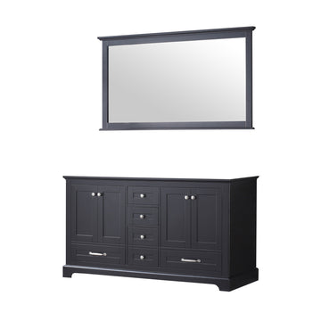 Dukes 60 In. Espresso Freestanding Double Bathroom Vanity Cabinet Without Top & 58 In. Mirror