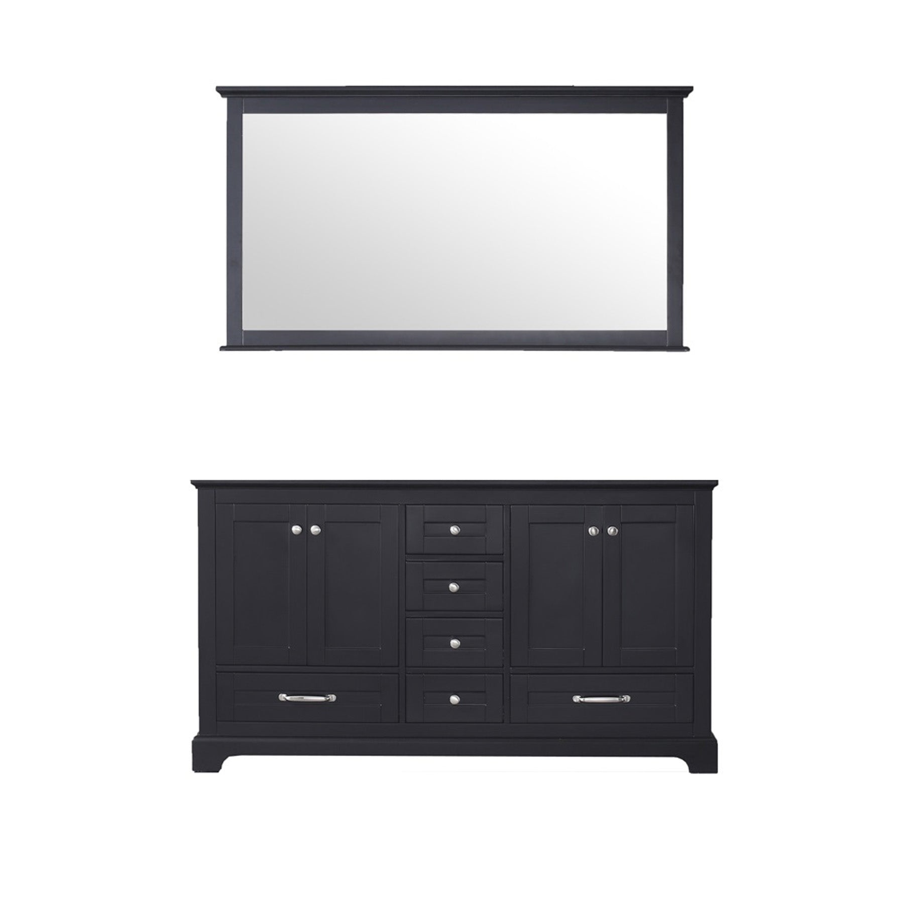 Dukes 60 In. Espresso Freestanding Double Bathroom Vanity Cabinet Without Top & 58 In. Mirror