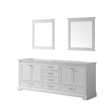 Dukes 80 In. White Freestanding Double Bathroom Vanity Cabinet Without Top & 30 In. Mirrors