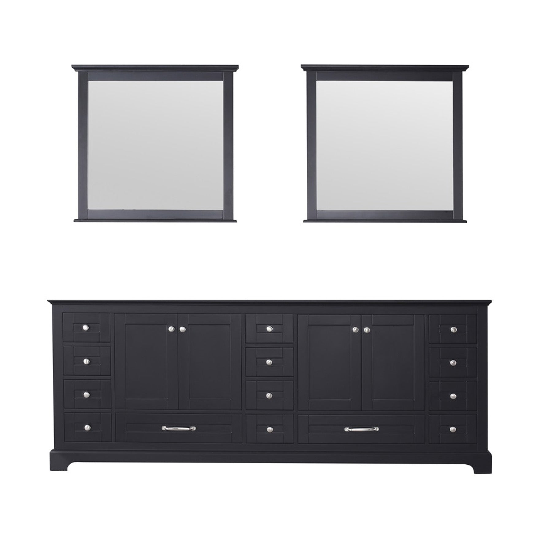 Dukes 84 In. Espresso Freestanding Double Bathroom Vanity Cabinet Without Top & 34 In. Mirrors