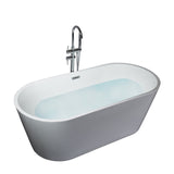 Melina 67 In. Oval Acrylic Freestanding Soaking Bathtub in Glossy White With Chrome Drain