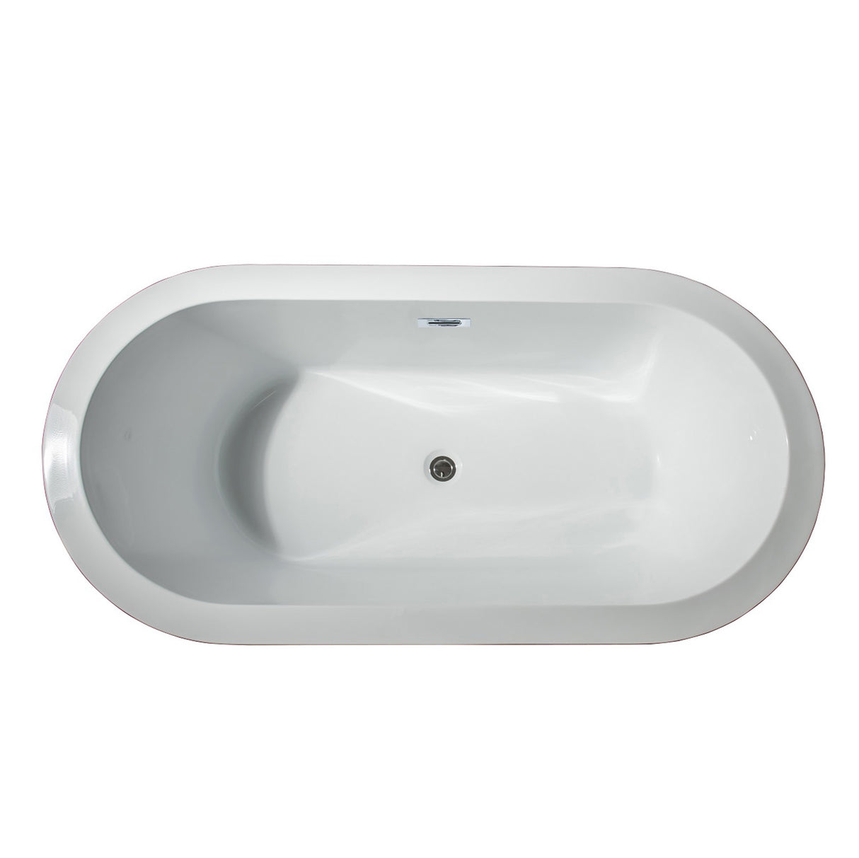 Lure 67 In. Oval Acrylic Freestanding Soaking Bathtub in Glossy White With Chrome Drain