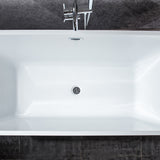 Vinter 59 In. Rectangular Acrylic Freestanding Soaking Bathtub in Glossy White With Chrome Drain