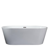 Melina 63 In. Oval Acrylic Freestanding Soaking Bathtub in Glossy White With Chrome Drain