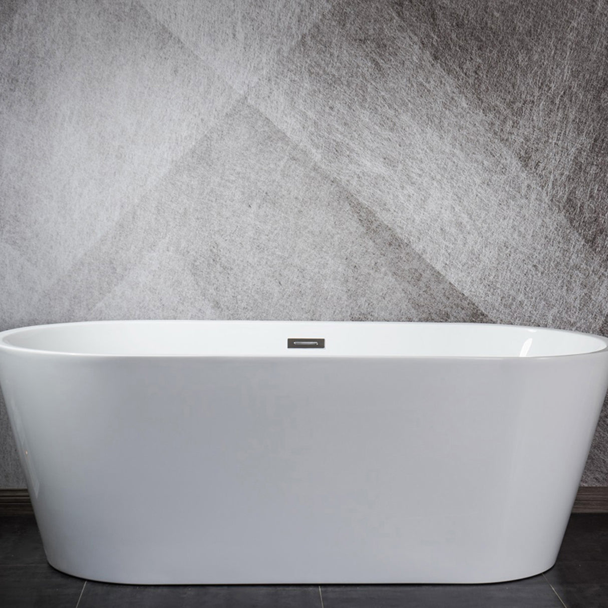 Melina 63 In. Oval Acrylic Freestanding Soaking Bathtub in Glossy White With Chrome Drain