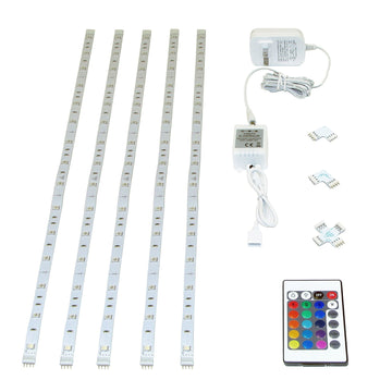 LED RGB Flexible Strip, 5x1M, 16W, With 24W Plug-in Driver and Remote