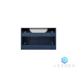 Geneva 30" Navy Blue Single Vanity, White Carrara Marble Top, White Square Sink and 30" LED Mirror