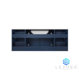 Geneva 48" Navy Blue Single Vanity, White Carrara Marble Top, White Square Sink and 48" LED Mirror