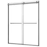 Semi - Frameless Sliding Shower Door With Clear Glass And Horizontal Handles - Lagoon