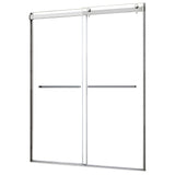 Semi - Frameless Sliding Shower Door With Clear Glass And Horizontal Handles - Lagoon