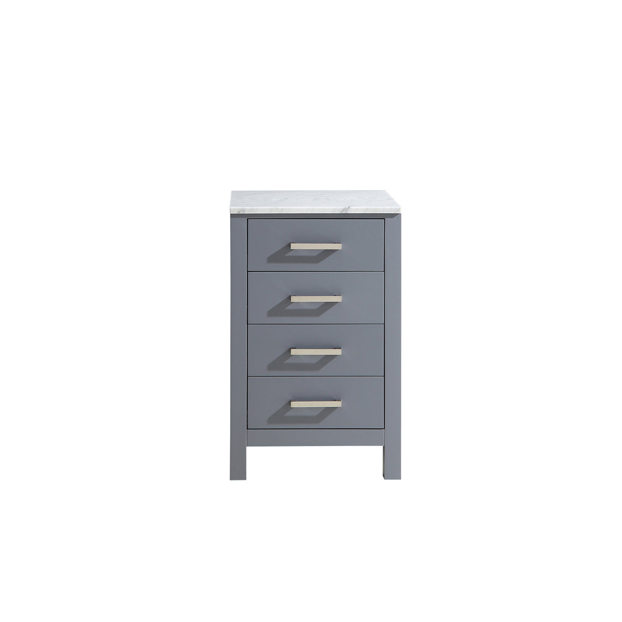 Jacques 20" Dark Grey Side Cabinet, White Carrara Marble Top