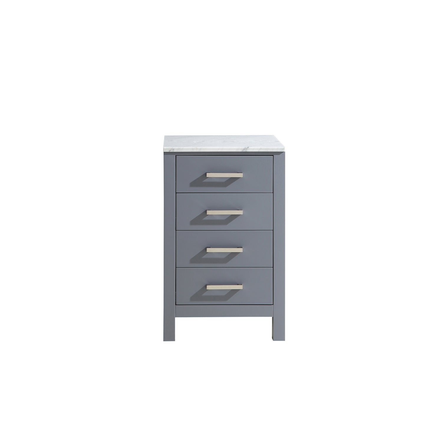 Jacques 20" Dark Grey Side Cabinet, White Carrara Marble Top