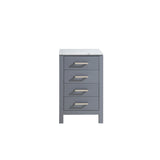 Jacques 20" Dark Grey Side Cabinet, White Carrara Marble Top