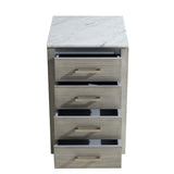 Jacques 20 in. Freestanding Distressed Grey Bathroom Linen Side Cabinet, White Carrara Marble Top