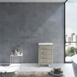 Jacques 20 in. Freestanding Distressed Grey Bathroom Linen Side Cabinet, White Carrara Marble Top