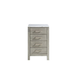 Jacques 20 in. Freestanding Distressed Grey Bathroom Linen Side Cabinet, White Carrara Marble Top