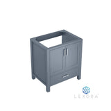Jacques 30" Dark Grey Single Vanity, White Carrara Marble Top, White Square Sink and 28" Mirror w/ Faucet