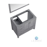 Jacques 36" Distressed Grey Single Vanity, no Top and 34" Mirror - Right Version