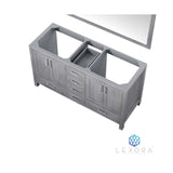 Jacques 60" Distressed Grey Double Vanity, no Top and 58" Mirror
