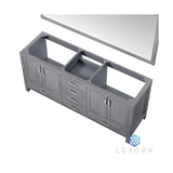 Jacques 72" Distressed Grey Double Vanity, no Top and 70" Mirror