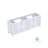 Jacques 84" White Double Vanity, White Carrara Marble Top, White Square Sinks and 34" Mirrors w/ Faucets