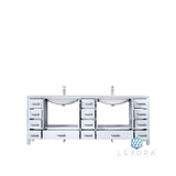 Jacques 84" White Double Vanity, White Carrara Marble Top, White Square Sinks and 34" Mirrors w/ Faucets