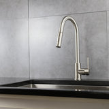 Olivi Brass Kitchen Faucet w/ Pull Out Sprayer - Brushed Nickel