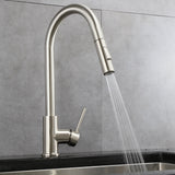 Olivi Brass Kitchen Faucet w/ Pull Out Sprayer - Brushed Nickel