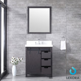 Marsyas 30" Brown Single Vanity, White Quartz Top, White Square Sink and 28" Mirror