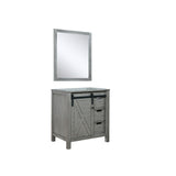 Marsyas 30" Ash Grey Single Vanity, White Quartz Top, White Square Sink and 28" Mirror w/ Faucet