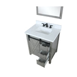 Marsyas 30" Ash Grey Single Vanity, White Quartz Top, White Square Sink and 28" Mirror