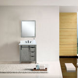 Marsyas 30" Ash Grey Single Vanity, White Quartz Top, White Square Sink and 28" Mirror