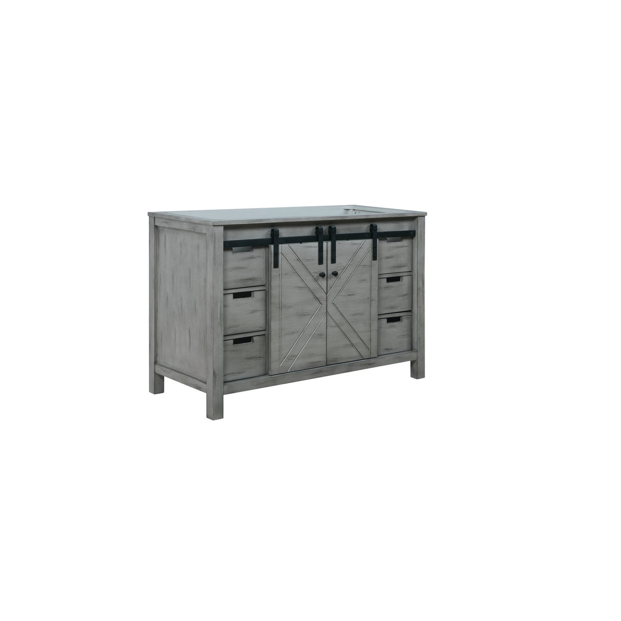 Marsyas 48" Ash Grey Single Vanity, White Quartz Top, White Square Sink and 44" Mirror w/ Faucet