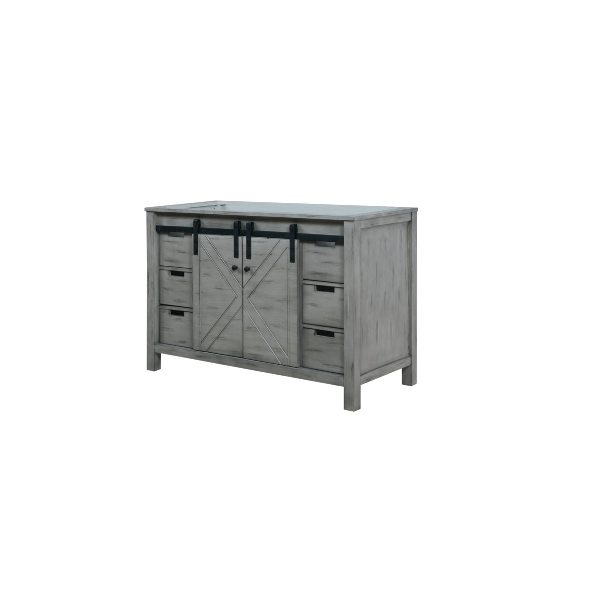 Marsyas 48" Ash Grey Single Vanity, White Quartz Top, White Square Sink and 44" Mirror w/ Faucet
