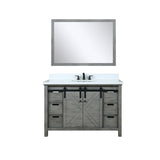 Marsyas 48" Ash Grey Single Vanity, White Quartz Top, White Square Sink and 44" Mirror w/ Faucet