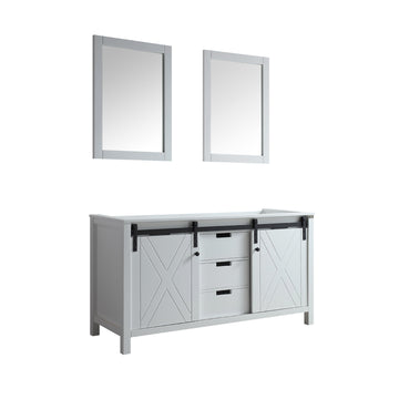 Marsyas 60" White Freestanding Bathroom Vanity Cabinet Without Top & 24" Mirrors