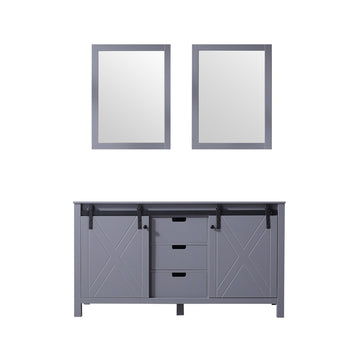 Marsyas 60 In. Dark Grey Freestanding Double Bathroom Vanity Cabinet Without Top & 24 In. Mirrors