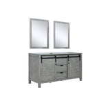 Marsyas 60" Ash Grey Freestanding Bathroom Vanity Cabinet Without Top & 24" Mirrors