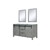 Marsyas 60" Ash Grey Freestanding Bathroom Vanity Cabinet Without Top & 24" Mirrors