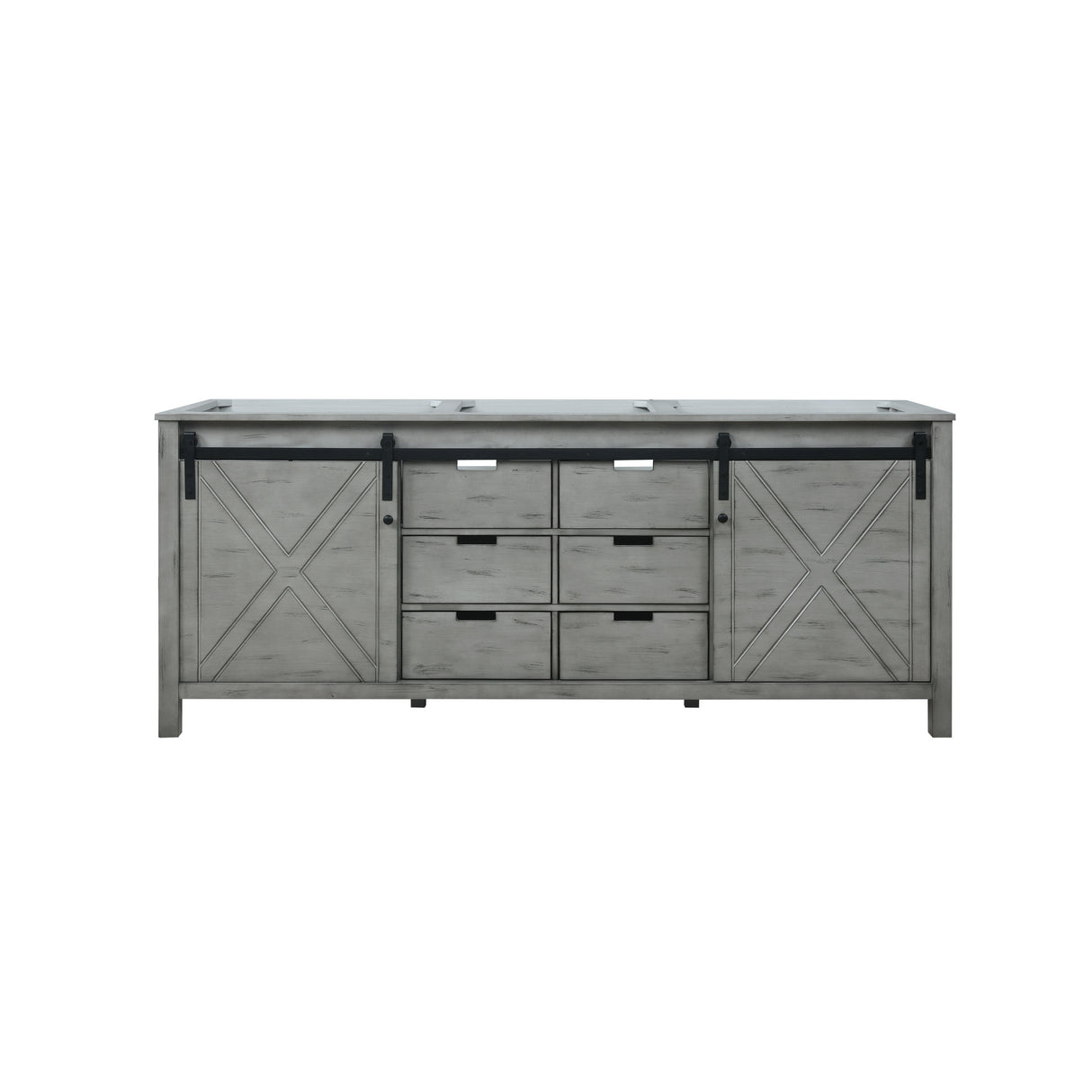Marsyas 80" Ash Grey Double Vanity Ash Grey, White Quartz Top, White Square Sinks and 30" Mirrors w/ Faucets