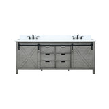 Marsyas 80" Ash Grey Double Vanity Ash Grey, White Quartz Top, White Square Sinks and 30" Mirrors w/ Faucets