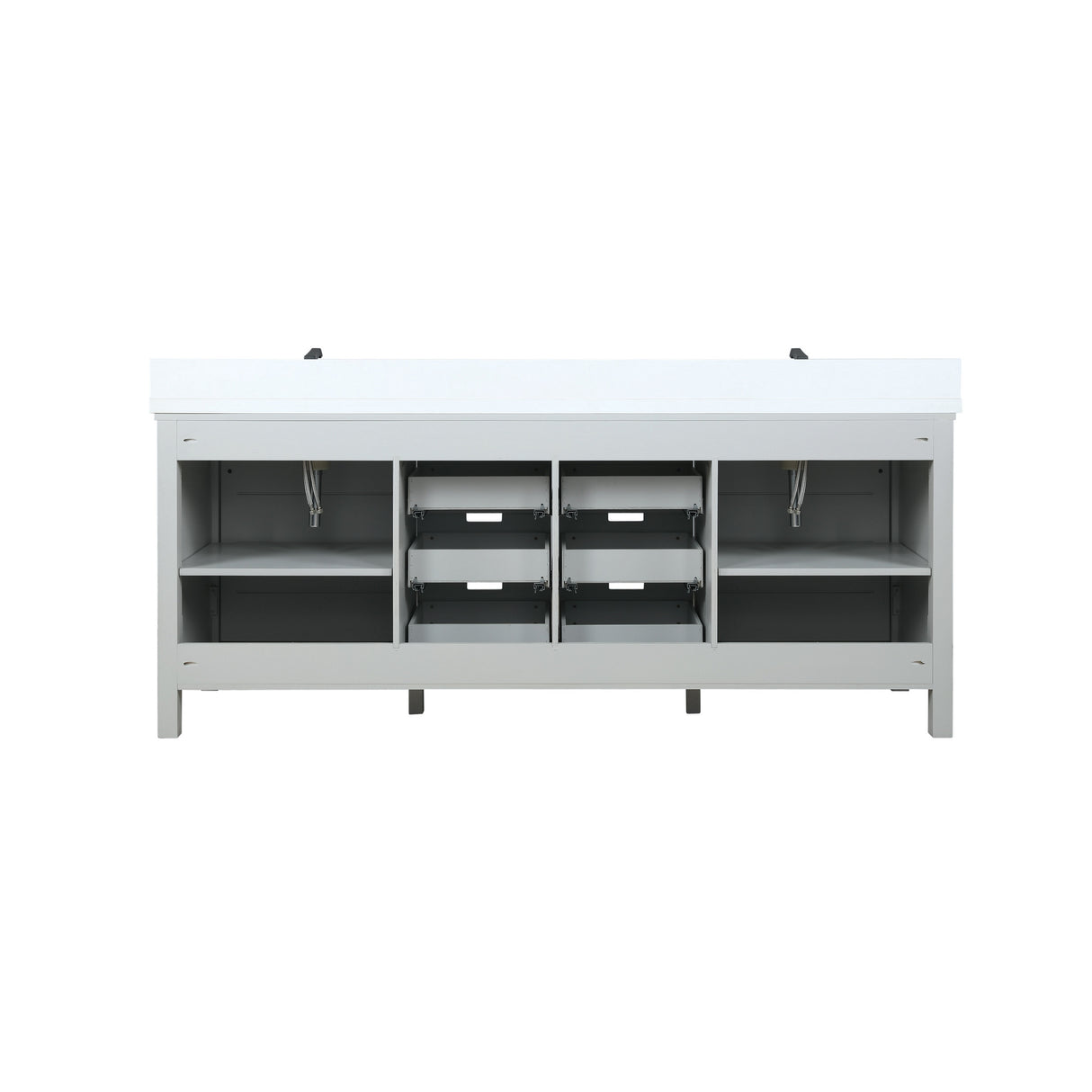 Marsyas 80" Ash Grey Double Vanity Ash Grey, White Quartz Top, White Square Sinks and 30" Mirrors w/ Faucets